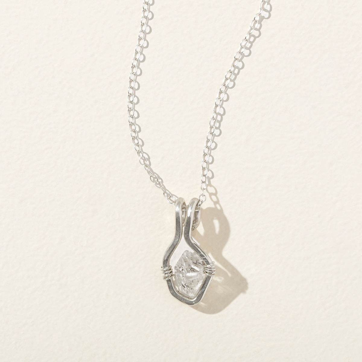 Floating Herkimer Diamond Necklace - Sterling Silver