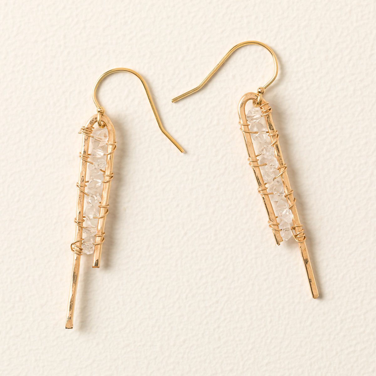 Rough Diamond Bar Earrings - Gold-Fill & Herkimer Diamond