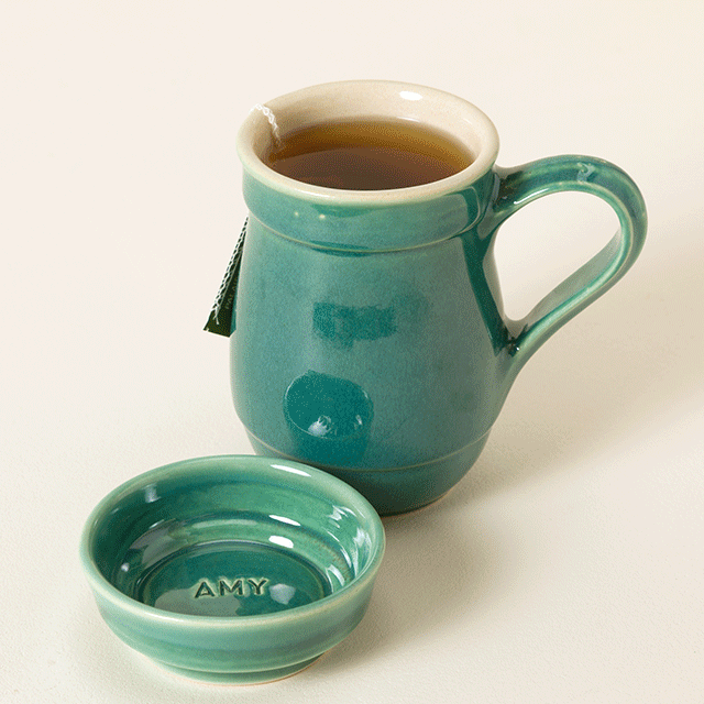 Personalized Mug with Tea Bag Tray