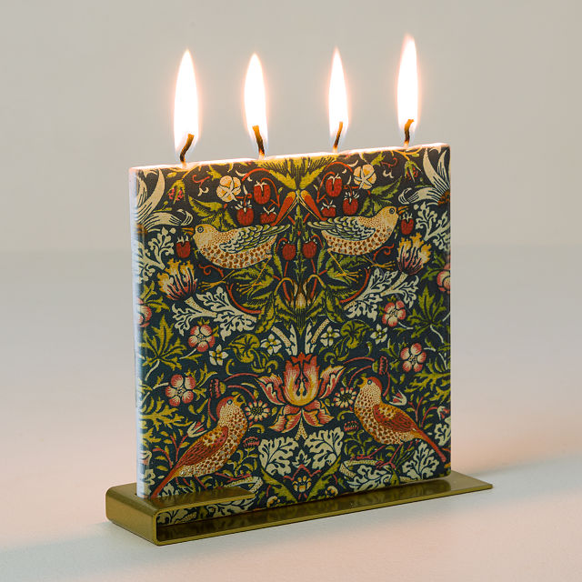 William Morris Bird Motif Flat Candle
