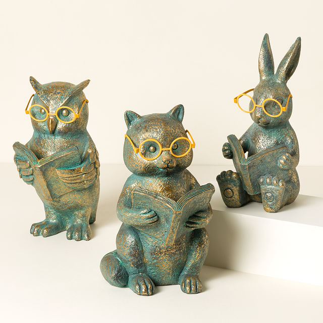 Light Up Reading Animal Sculptures