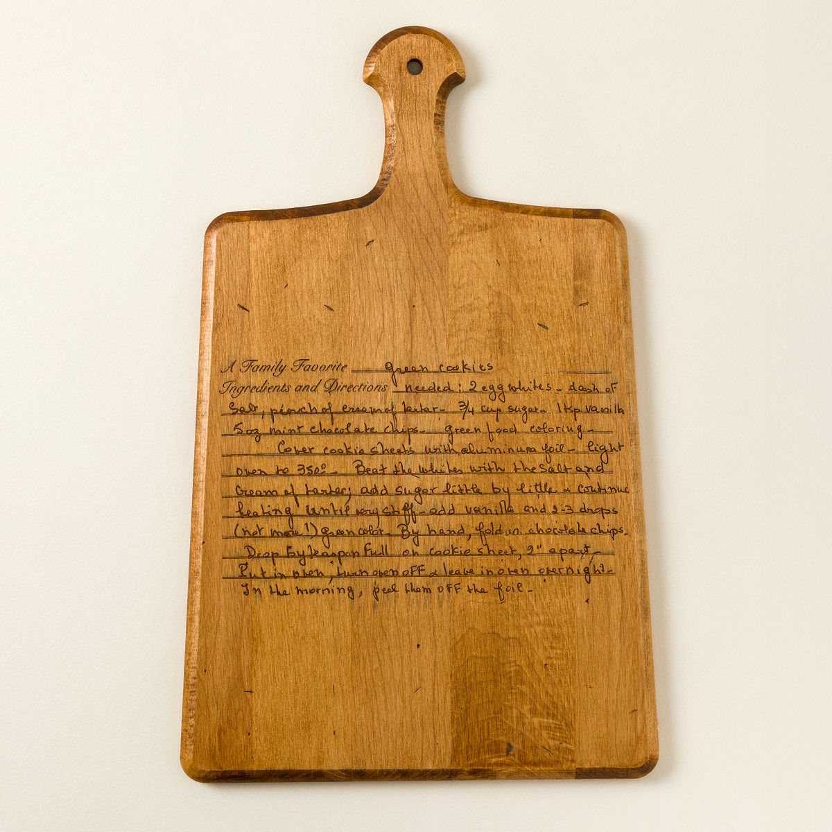 Personalized Family Recipe Serving Paddle - Board with Scanned Recipe Card
