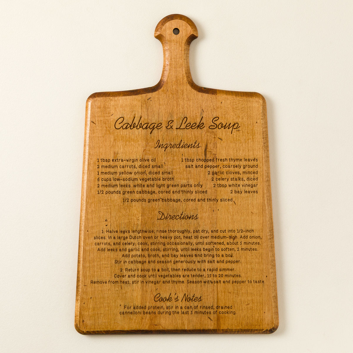 Personalized Family Recipe Serving Paddle - Board with Typed Standard Script