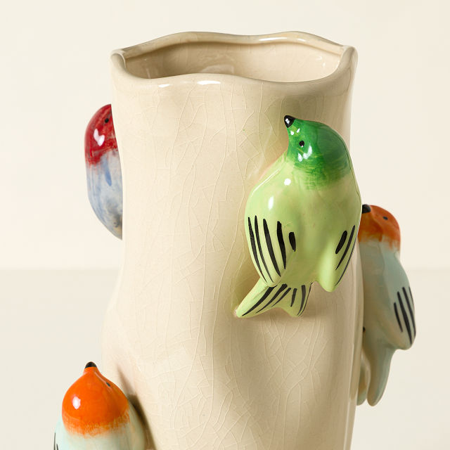 Birds on Log Vase