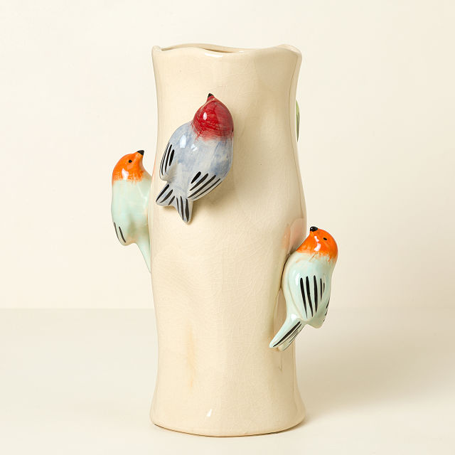 Birds on Log Vase