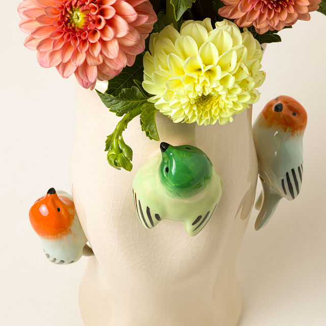 Birds on Log Vase