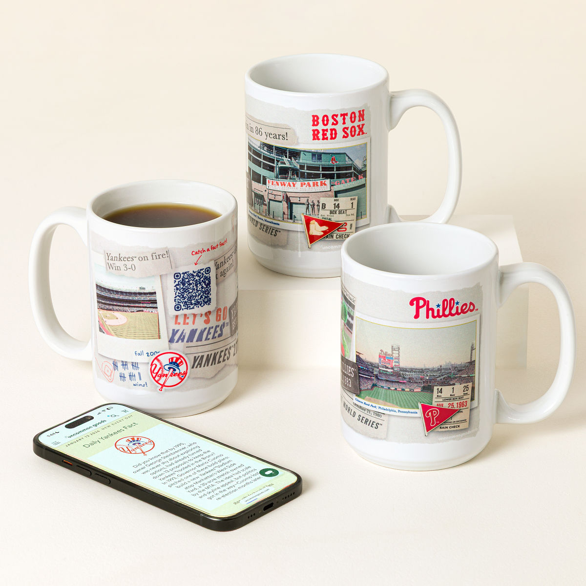 Uncommon Goods | Your MLB Team Interactive QR Mug | yankees mug