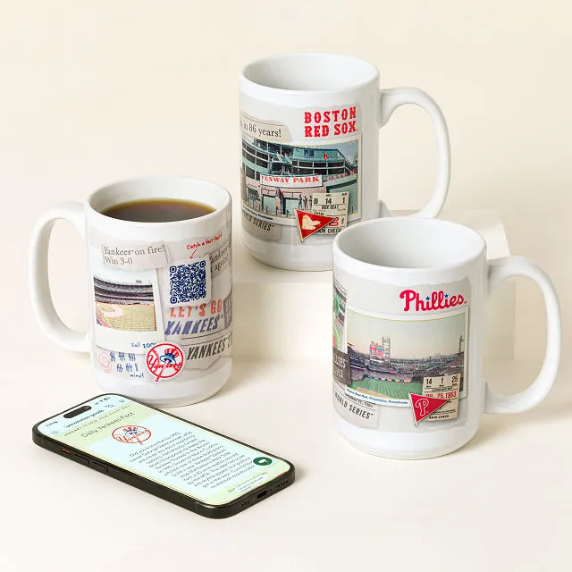 Uncommon Goods | Your MLB Team Interactive QR Mug | yankees mug