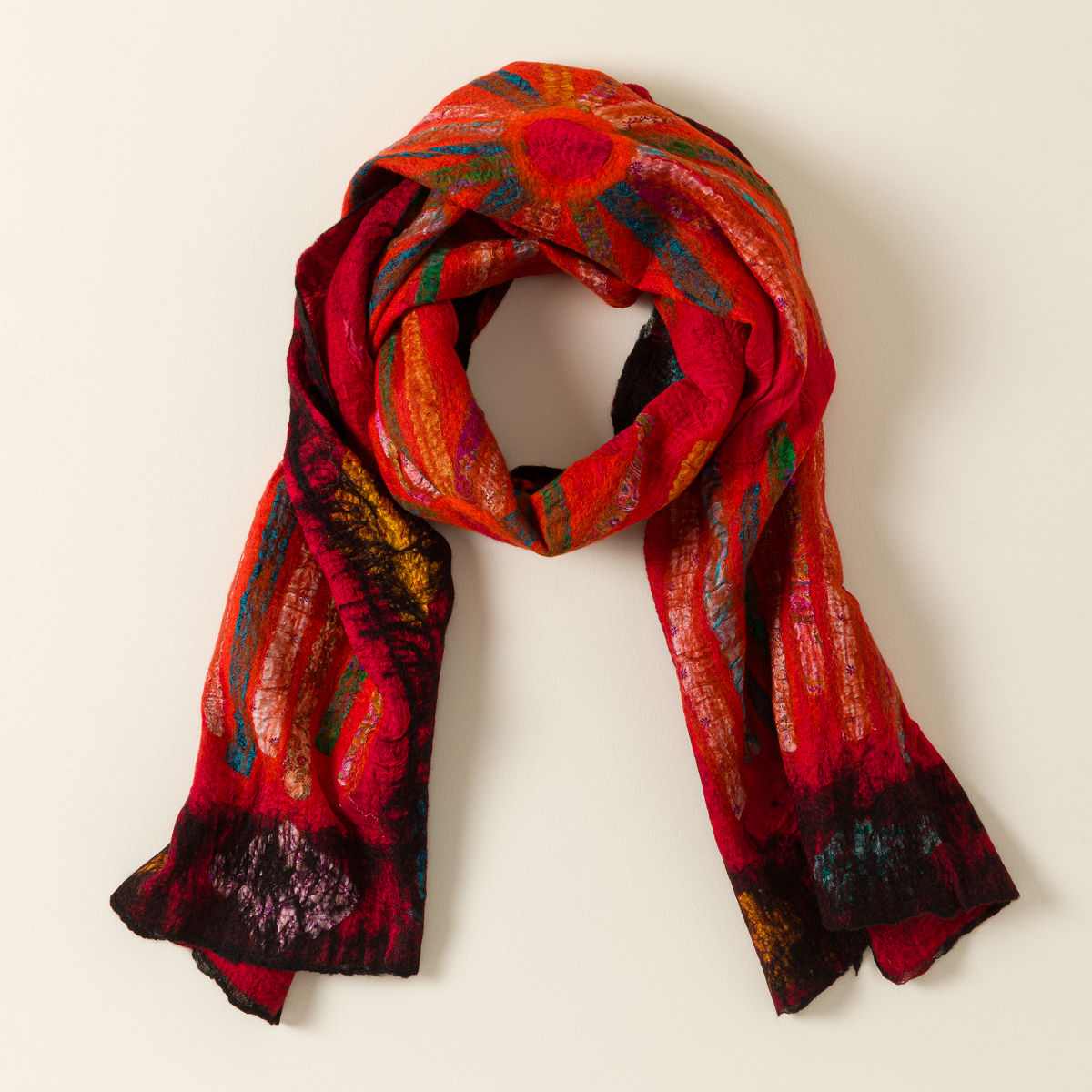 Repurposed Sari Sun Scarf - Red Sun