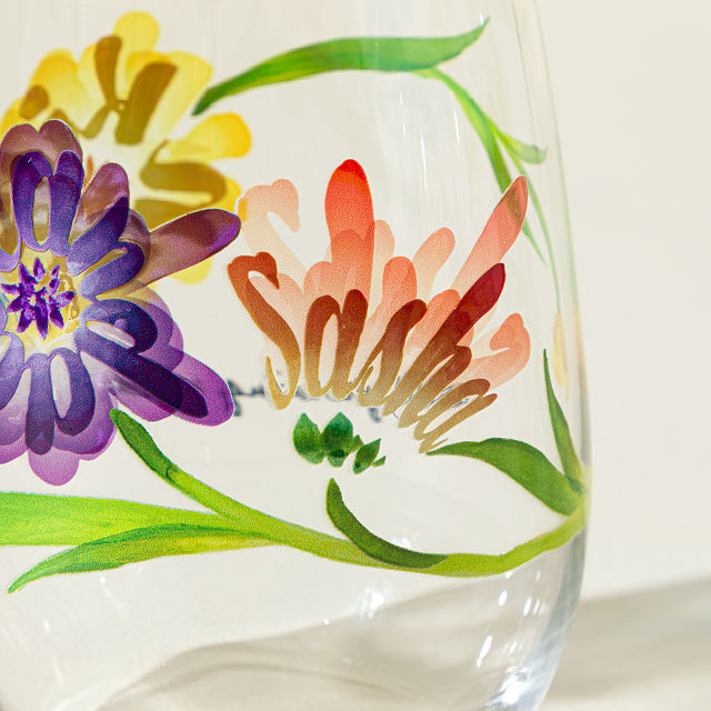 Your Name in Flowers Glassware