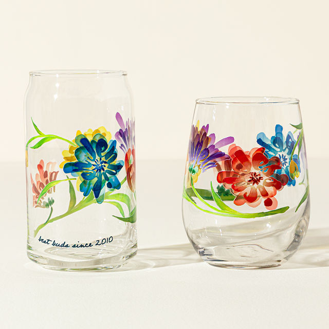 Your Name in Flowers Glassware
