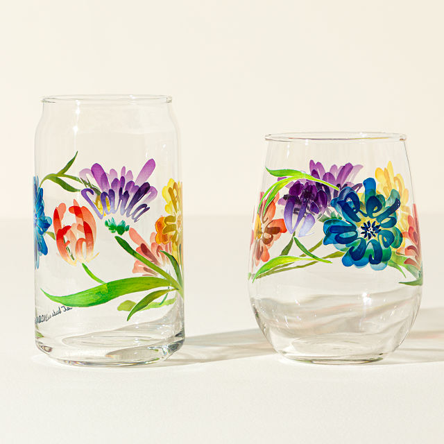 Your Name in Flowers Glassware