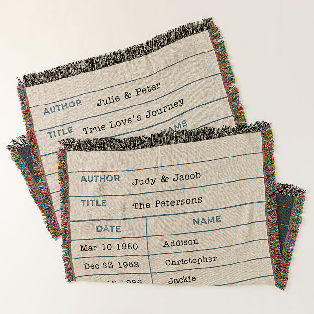 Personalized Library Card Throw Blanket