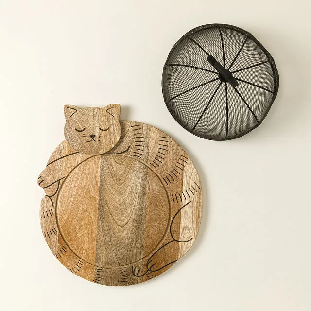 Uncommon Goods | Cozy Cat Serving Board & Cloche | cat serving board