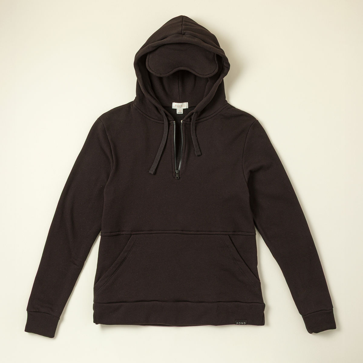 Built-In Sleep Mask Travel Hoodie - Black - XXLarge
