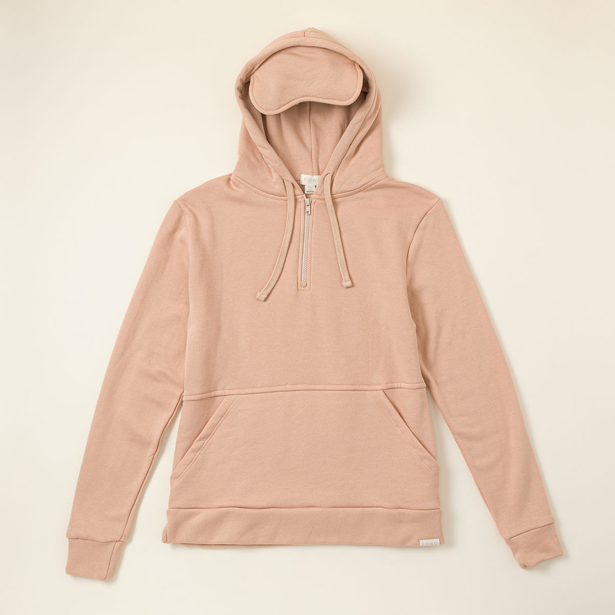 Built-In Sleep Mask Travel Hoodie - Blush - Medium