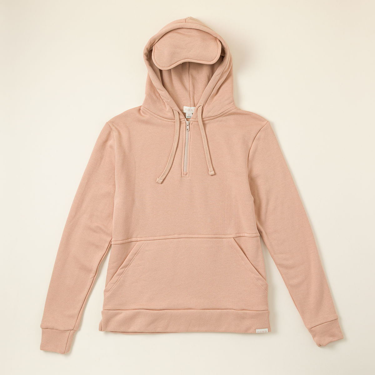 Built-In Sleep Mask Travel Hoodie - Blush - XLarge
