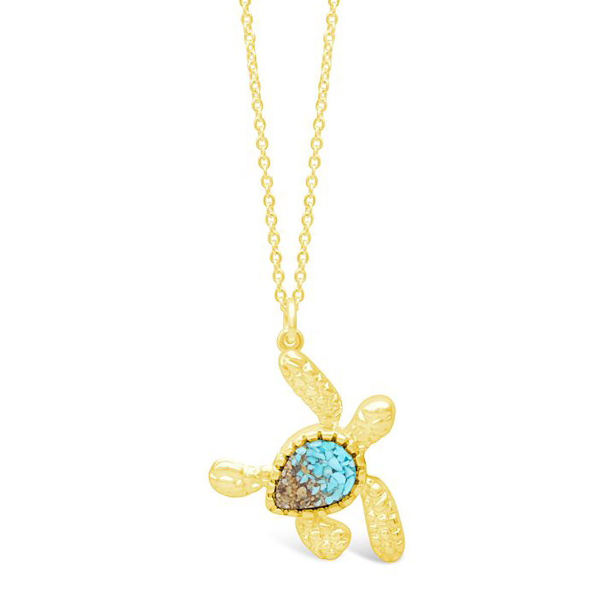 Beach Lover's Custom Sand Necklace - Turtle - Gold