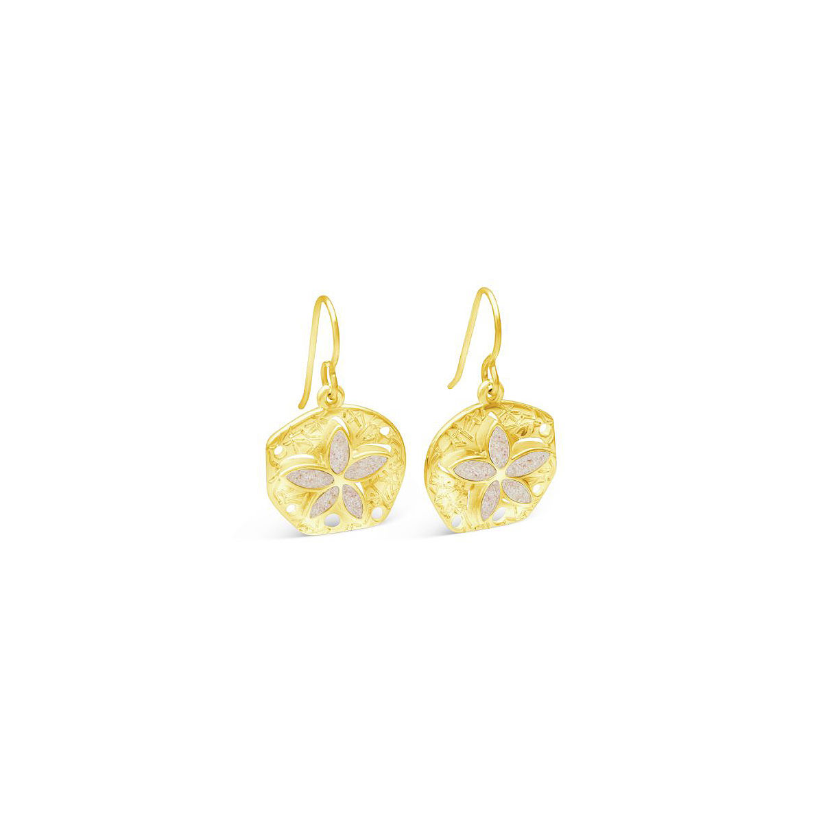 Beach Lover's Custom Sand Earrings - Sand Dollar - Gold