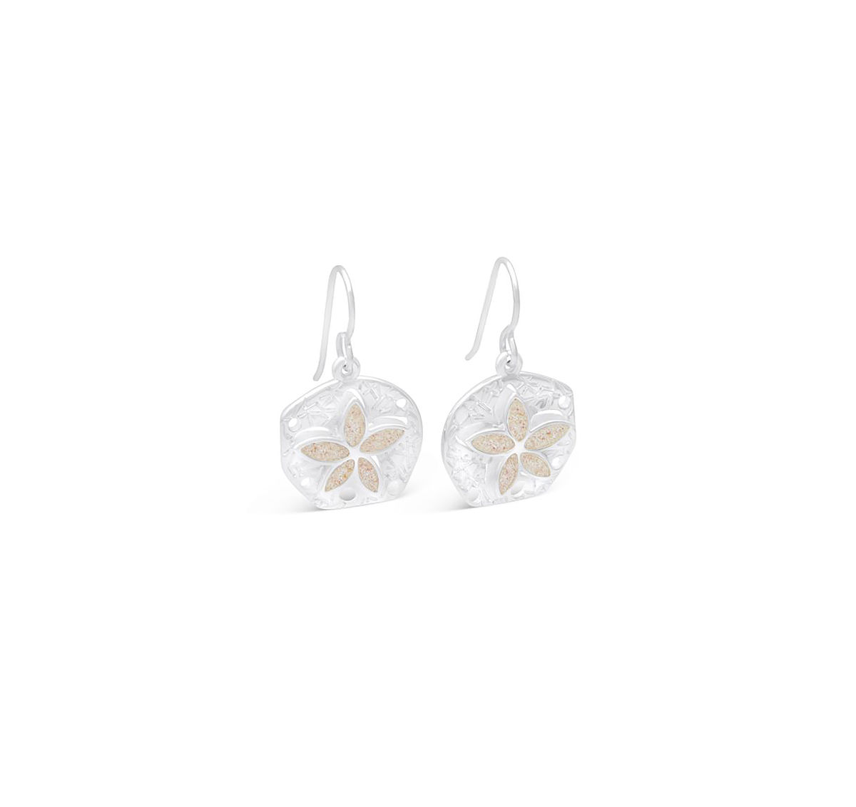 Beach Lover's Custom Sand Earrings - Sand Dollar - Silver