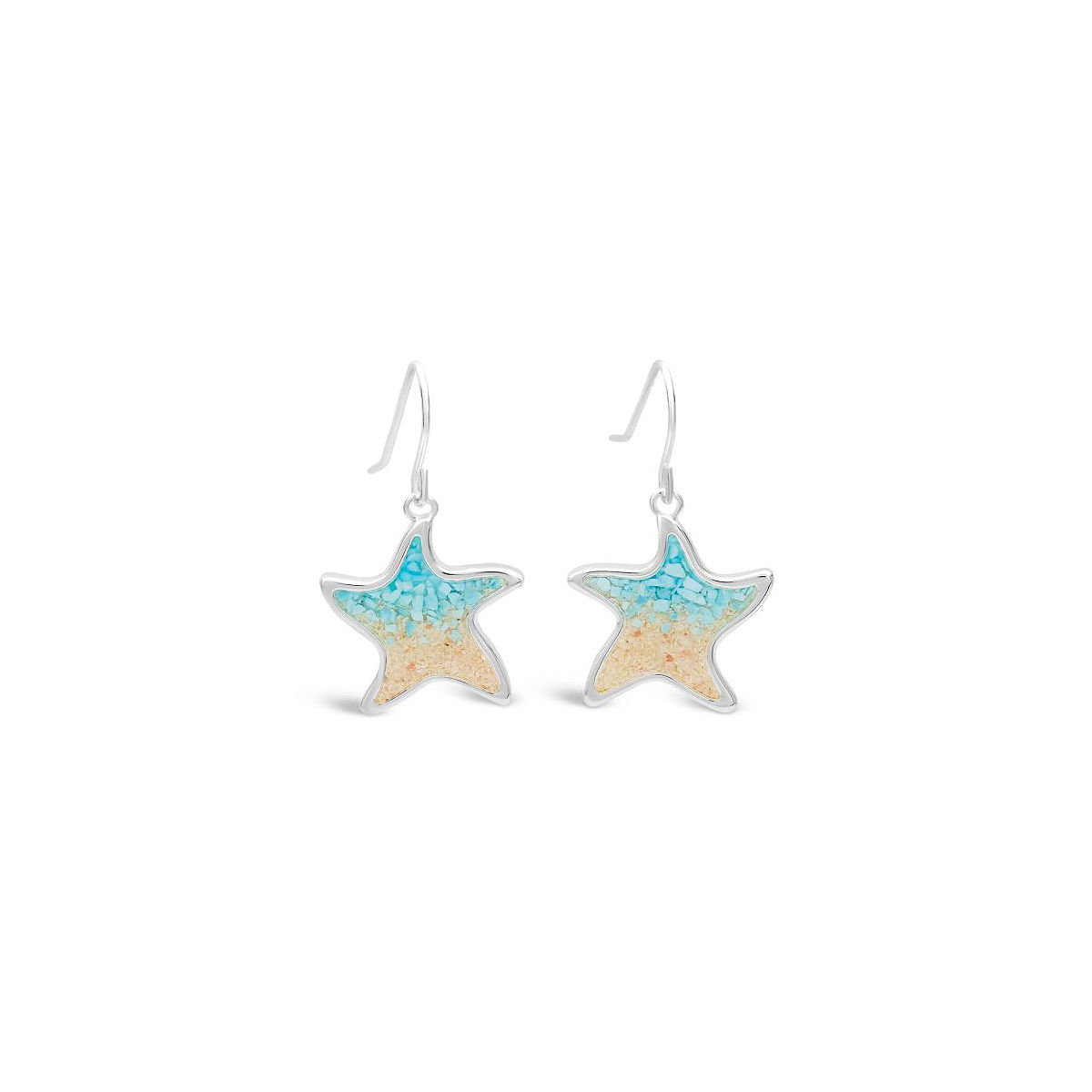 Beach Lover's Custom Sand Earrings - Starfish - Silver