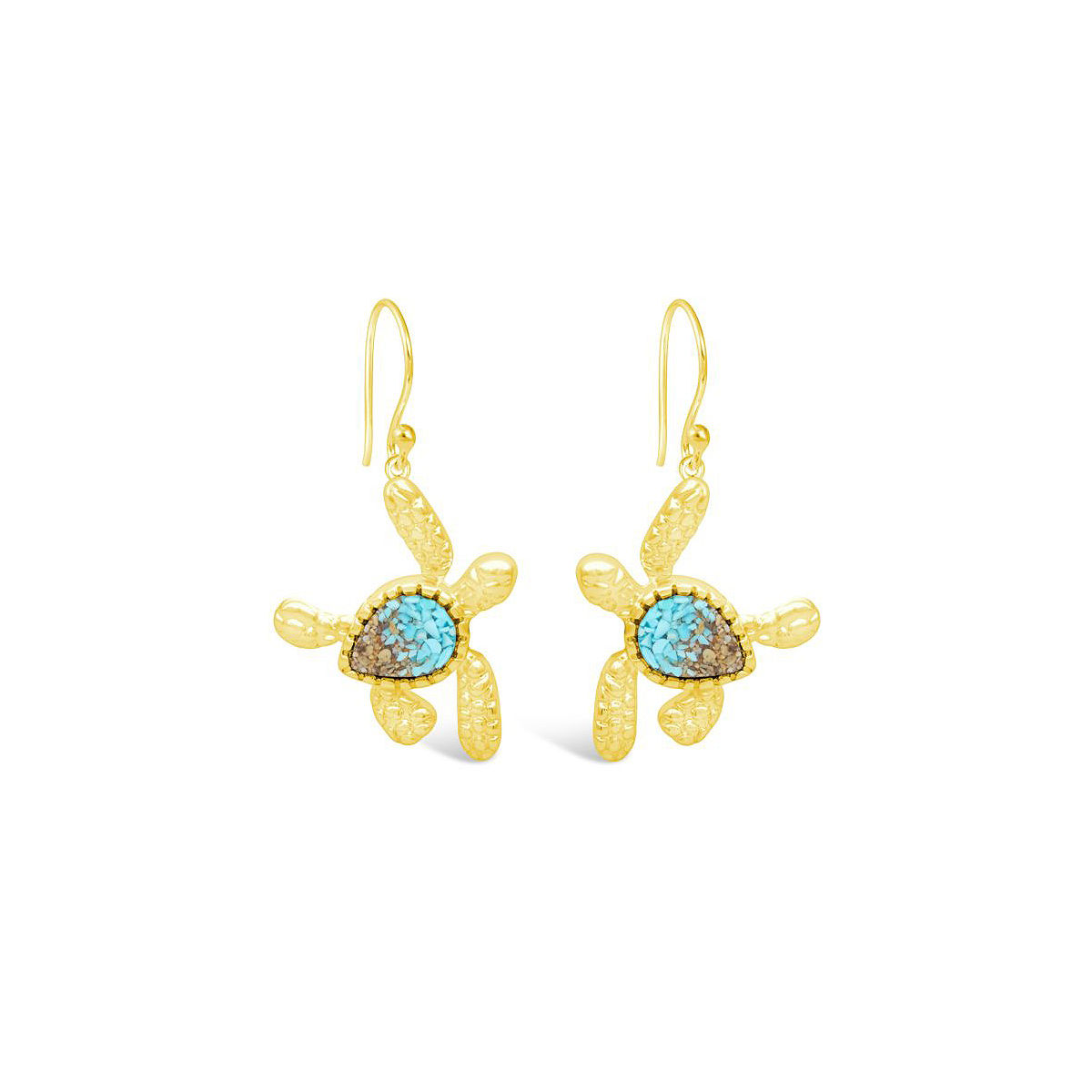 Beach Lover's Custom Sand Earrings - Turtle - Gold