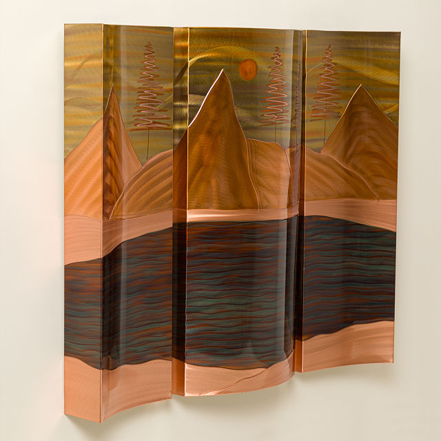 Mountain Lake Flame Painted Wall Art