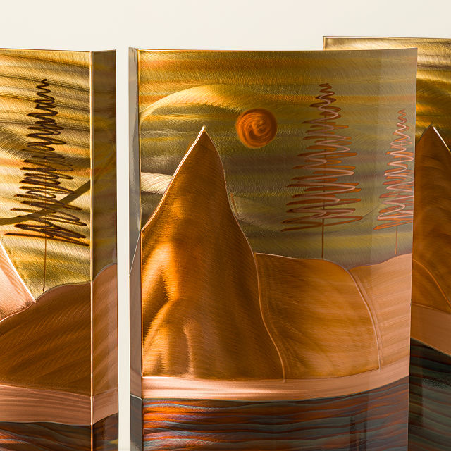 Mountain Lake Flame Painted Wall Art