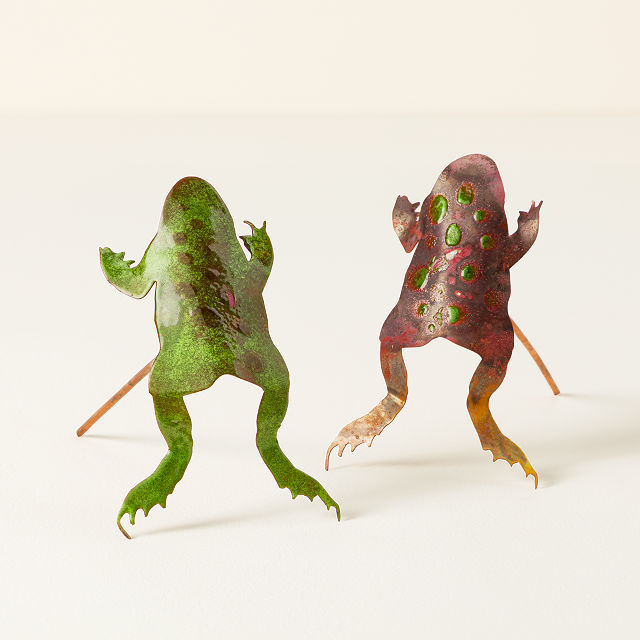 Lucky&#160;Leaping Frog Copper Garden Stakes