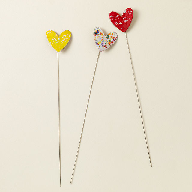 Enamel Copper Hearts Garden Stakes