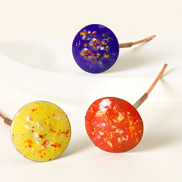 Enamel Copper Mushroom Garden Stakes