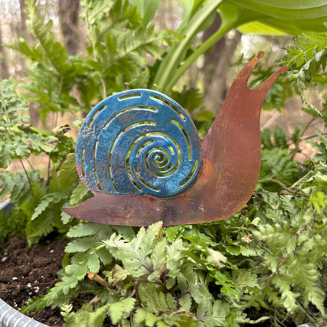 Enamel Copper Snail Garden Stakes