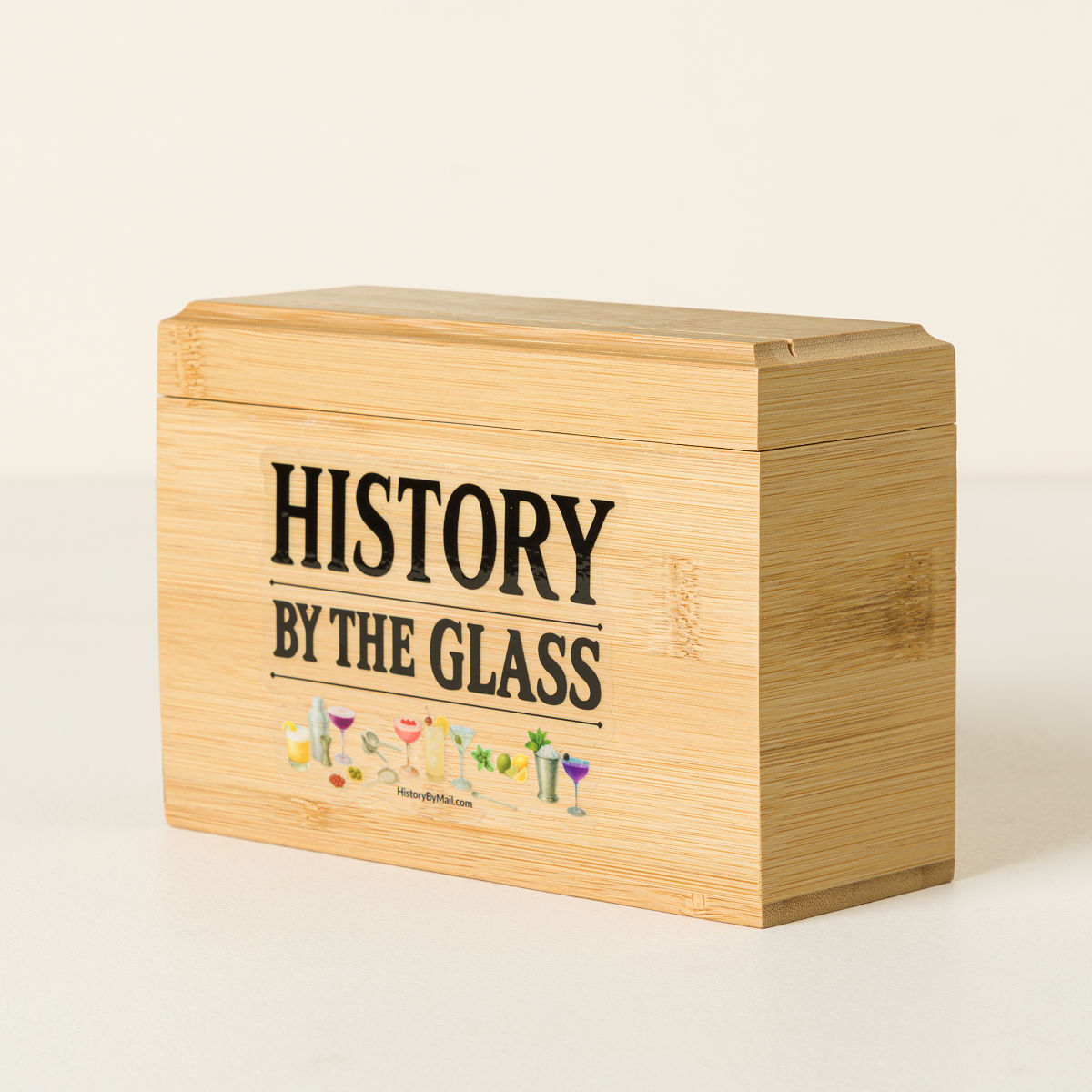 History by the Glass Cocktail Recipe Box - Bamboo Keepsake Box