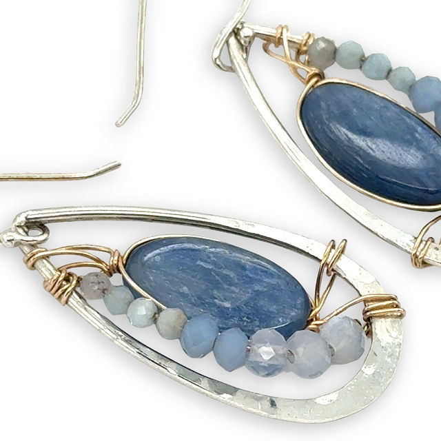 Washed Denim Drop Earrings