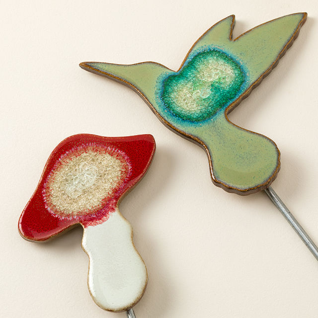Ceramic Glazed Garden Stakes