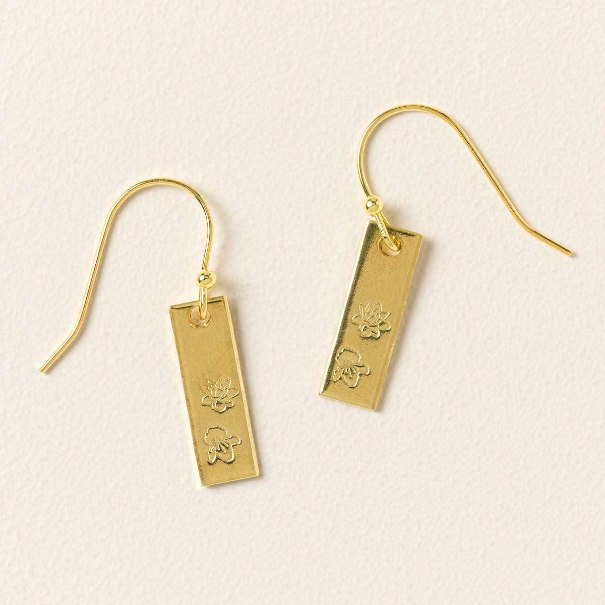 Family Birth Flower Earrings - Gold-plated