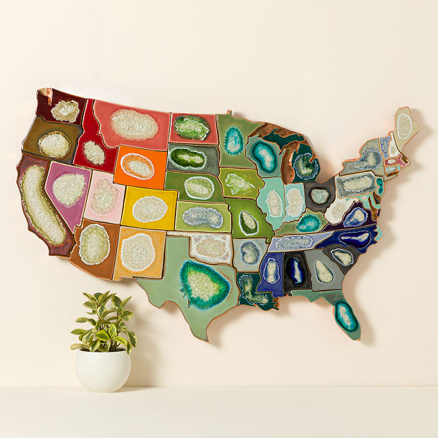 Stoneware Geode USA Map