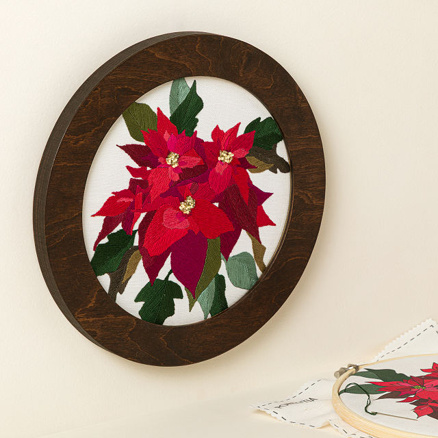 Beginners Poinsettia Embroidery by Numbers Kit