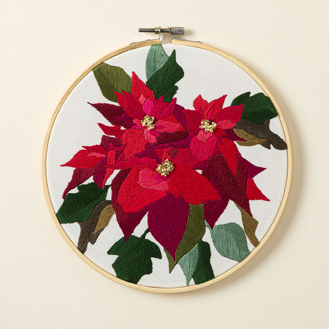 Beginners Poinsettia Embroidery by Numbers Kit