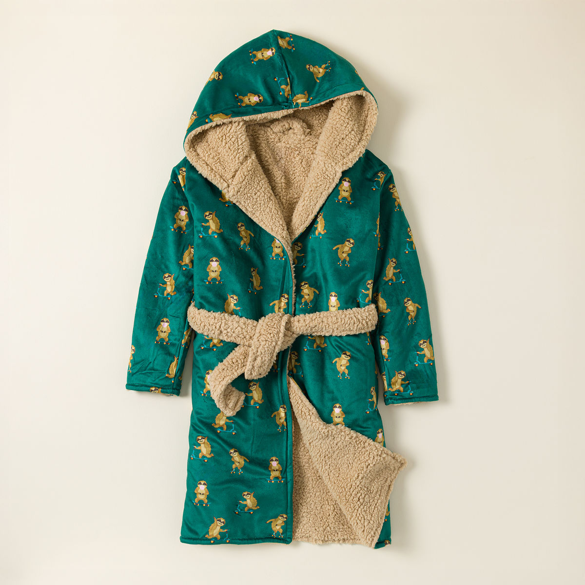 Hooded Super Plush Robe - Skating Sloths - Large