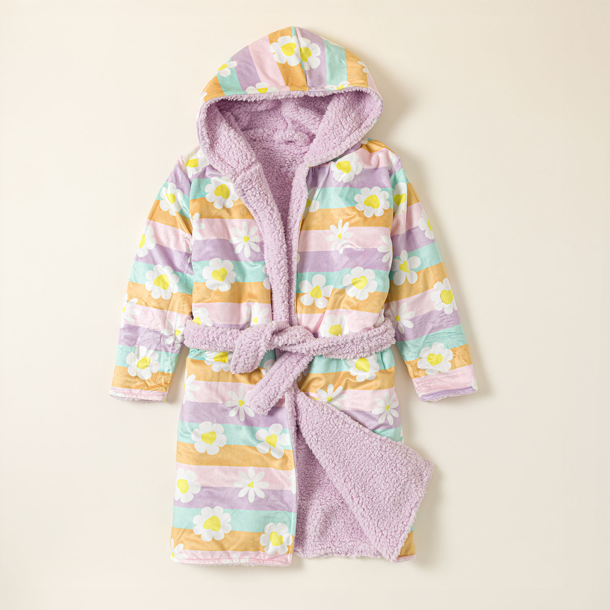 Hooded Super Plush Robe - Daisy Stripes - Medium