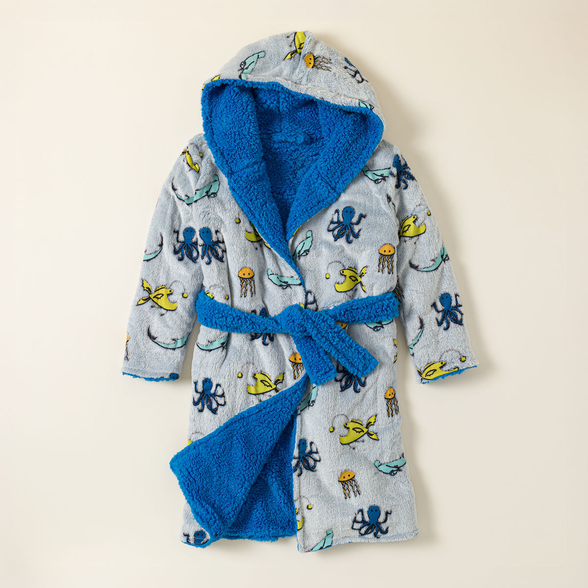 Hooded Super Plush Robe - Glow Sea Critters - Small