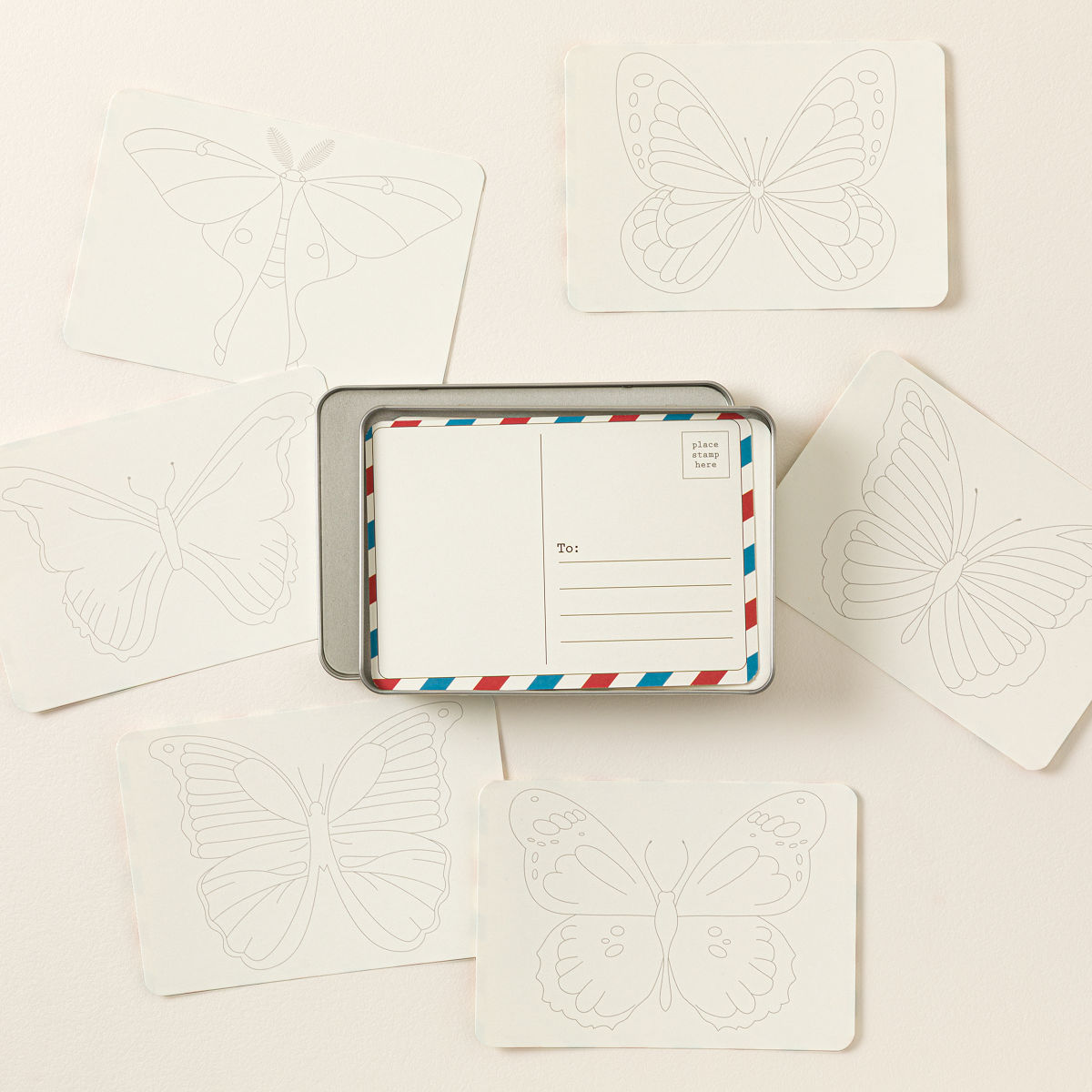 Birds & Butterflies Coloring Postcard Collection - Butterfly and Moth