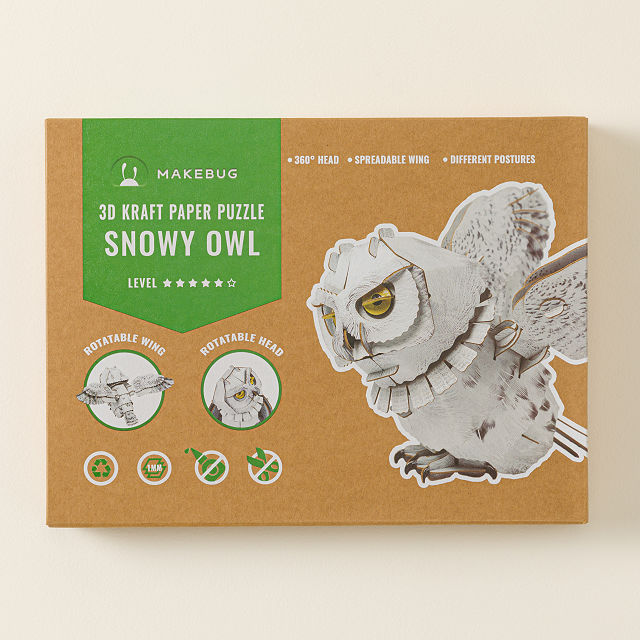 Uncommon Goods | Snowy Owl - Posable Cardboard Animal Build Kit