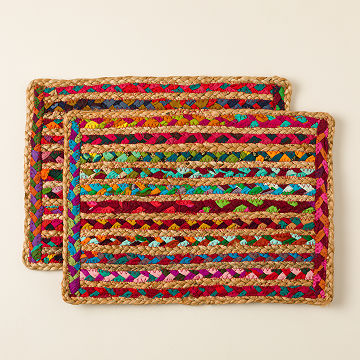 Repurposed Sari Woven Placemats - Set of 2