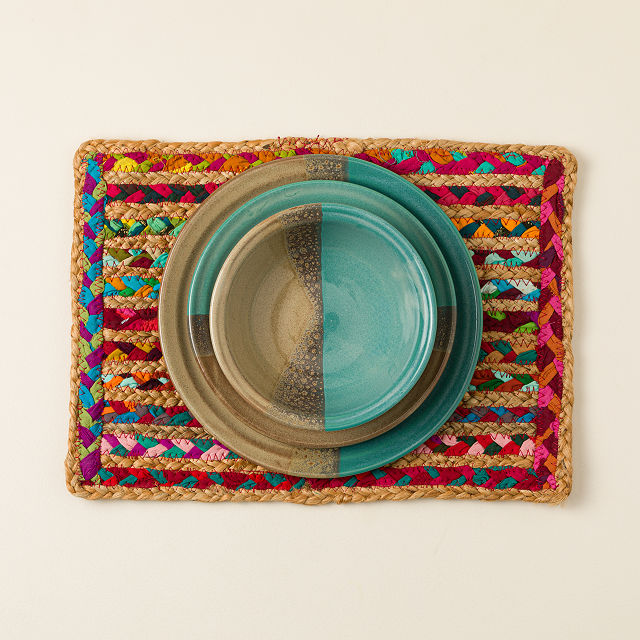 Repurposed Sari Woven Placemats - Set of 2
