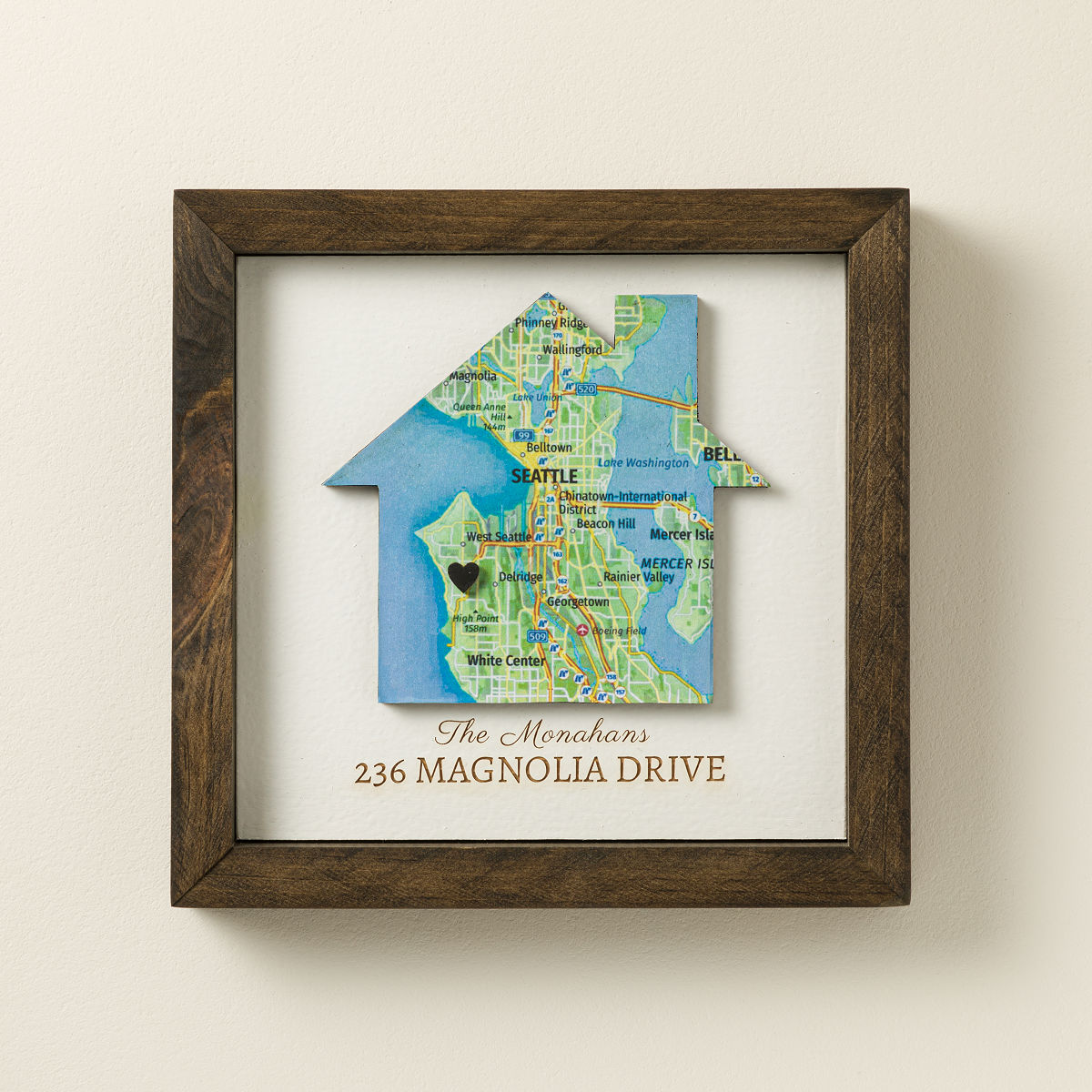 Home Is Where the Heart Is Personalized Map Art - 9x9 Personalized House Map