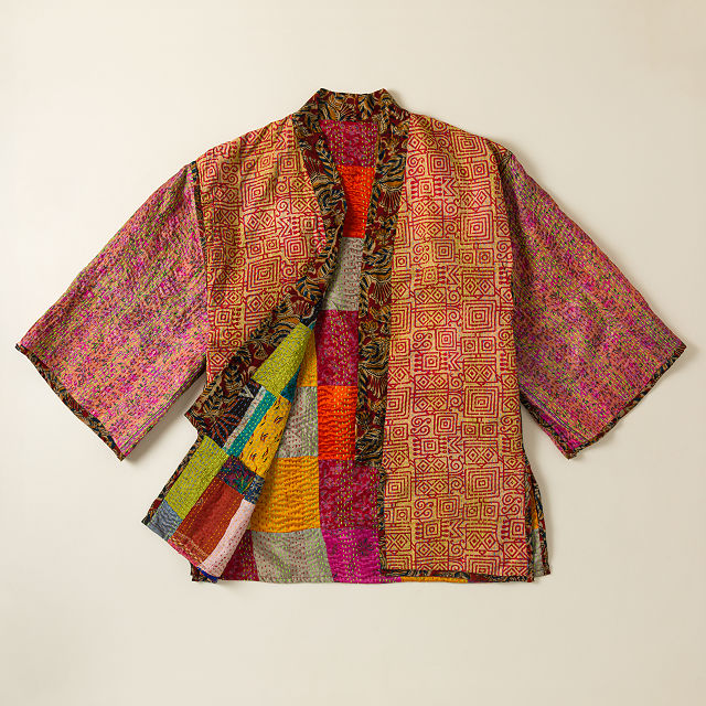 Reversible Silk Sari Kantha Jacket