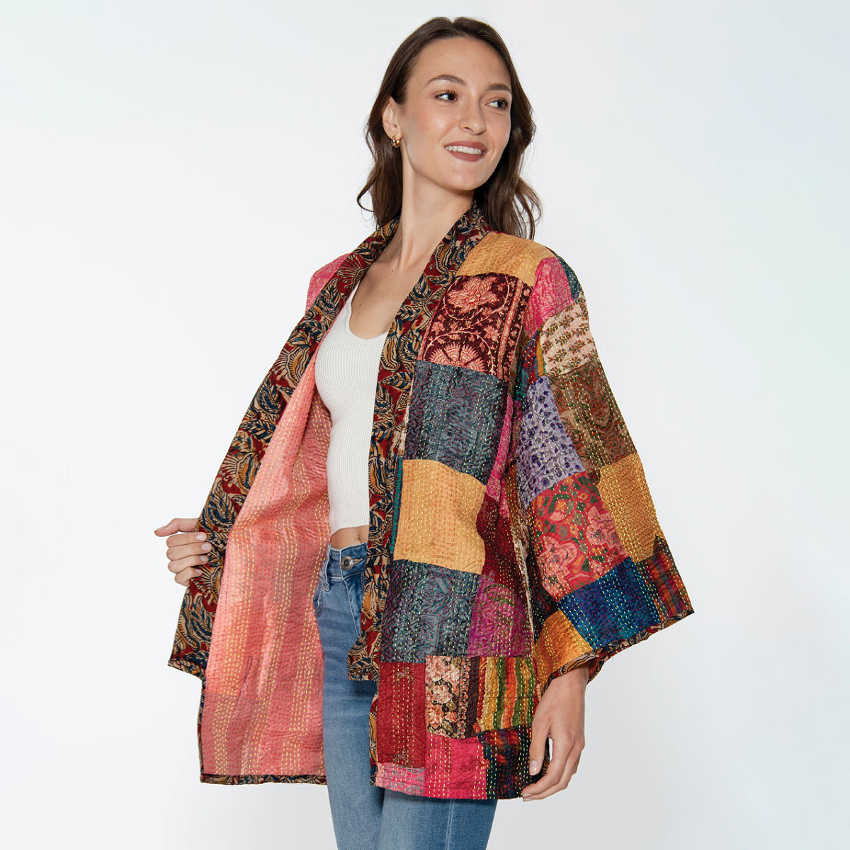 Reversible Silk Sari Kantha Jacket