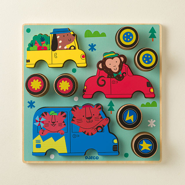 Puzzle & Roll Wooden Vehicle Toddler Puzzle
